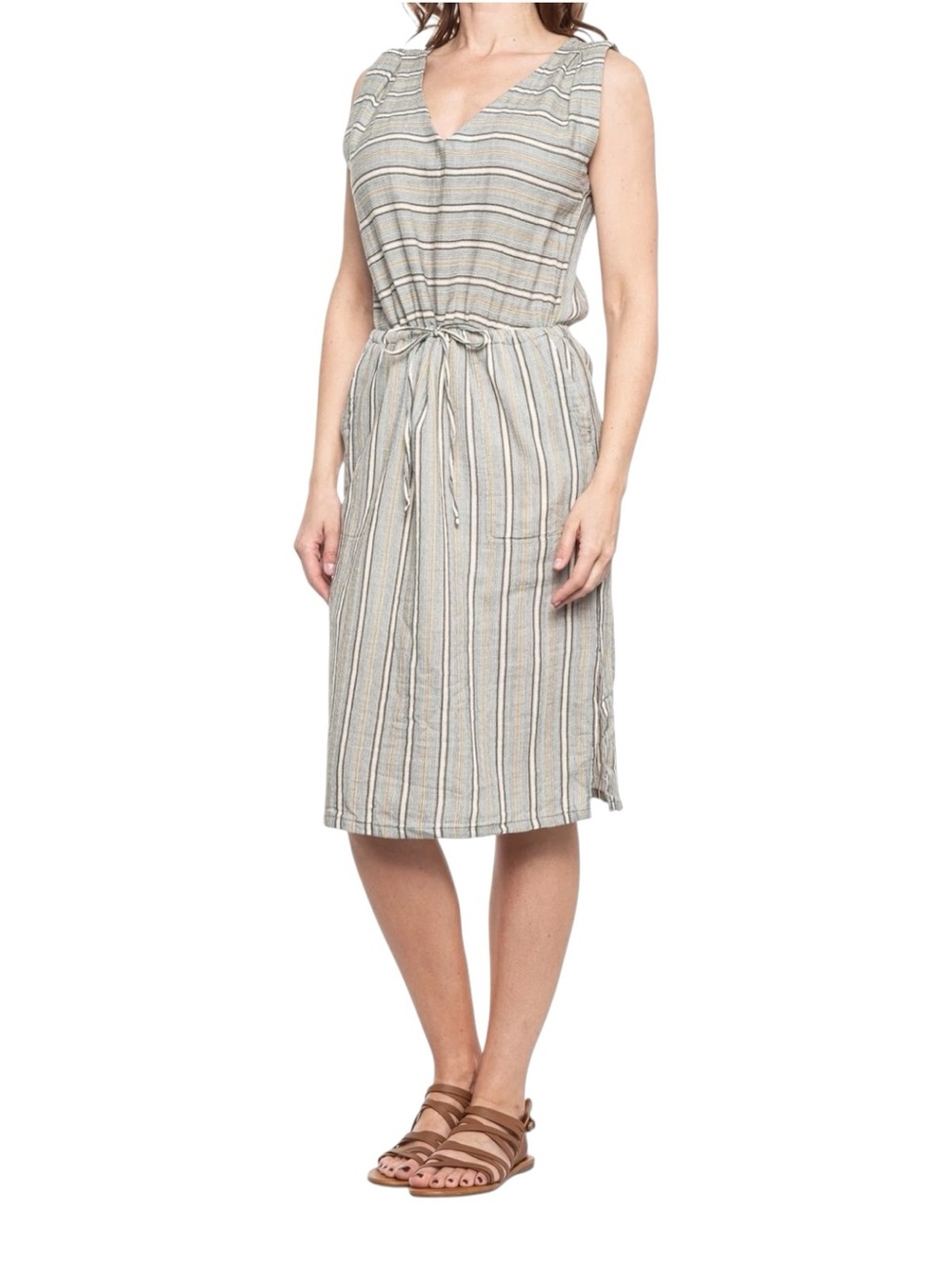 prAna Ecotropics Organic Cotton Striped Dress Women’s Large NWT